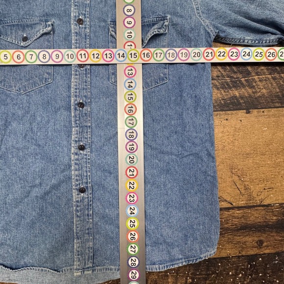 American Eagle‎ Outfitters Mens Denim Shirt Long Sleeve Cotton Button Up Size S - Picture 3 of 6